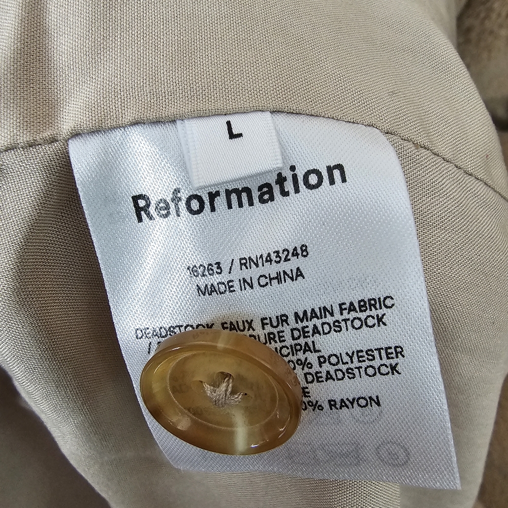 Reformation Hank Teddy Coat Tan Long Double Breasted New With Tags Size … - Picture 8 of 10